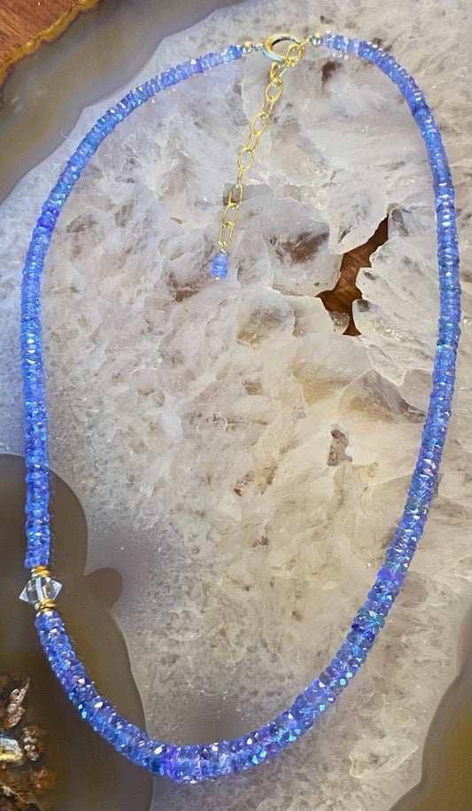 18kt Tanzanite necklace with Diamond Crystal offset