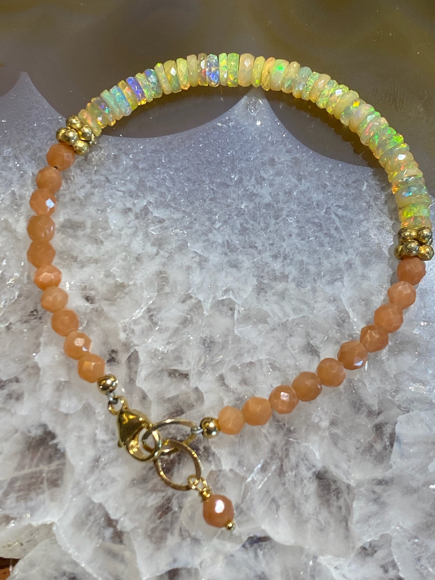 Ethiopian Opal and Orange Moonstone Bracelet