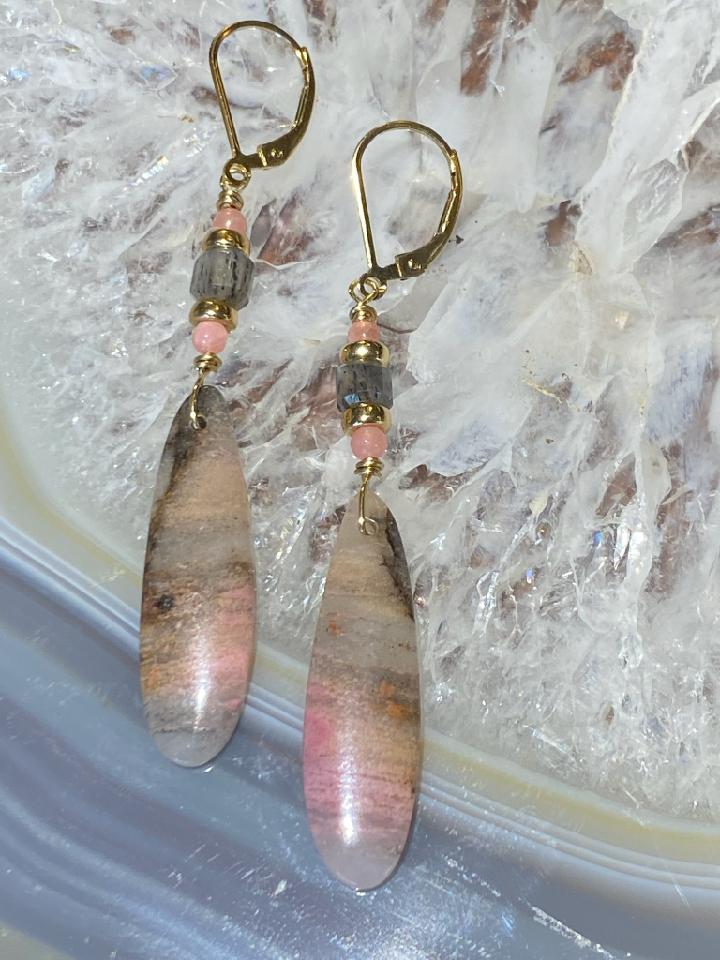 Imperial Rhodonite Teardrop Earrings