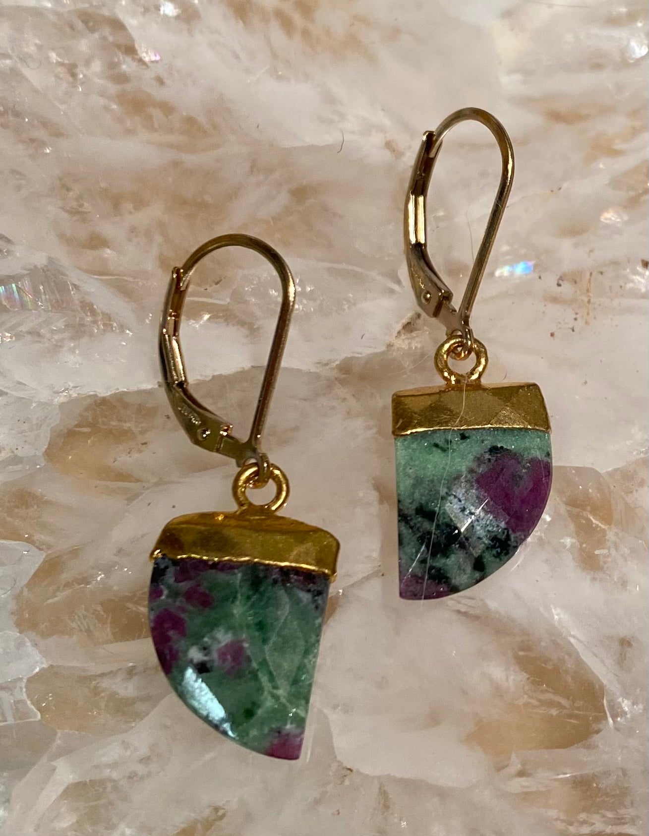 Ruby Zoisite Short Earrings