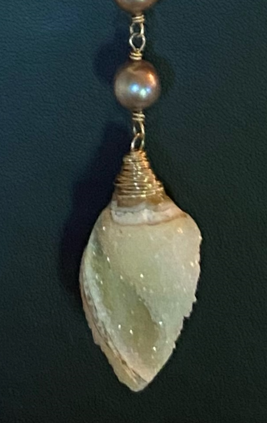 Pearl Chain with Druzy Shell Dangle