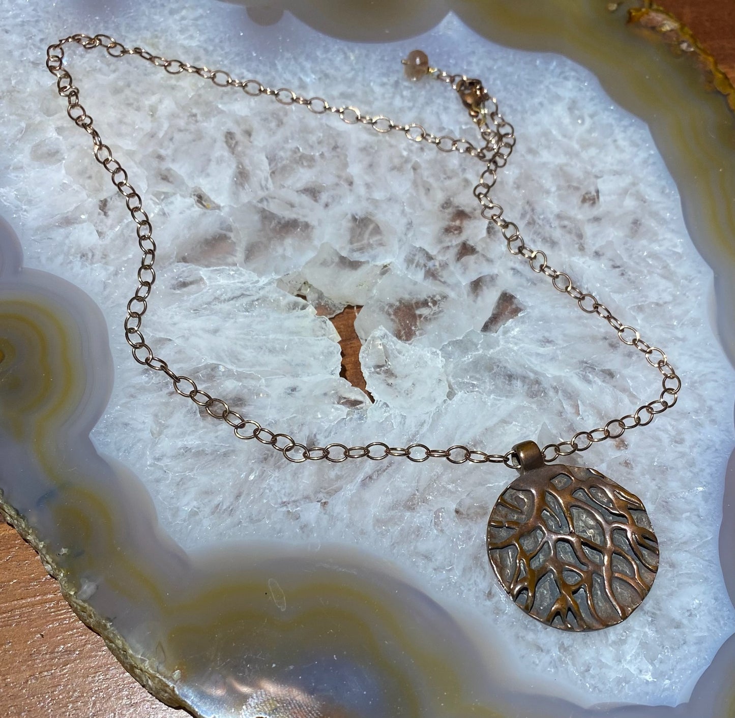 Rose Gold w/ Bronze Pendant Necklace