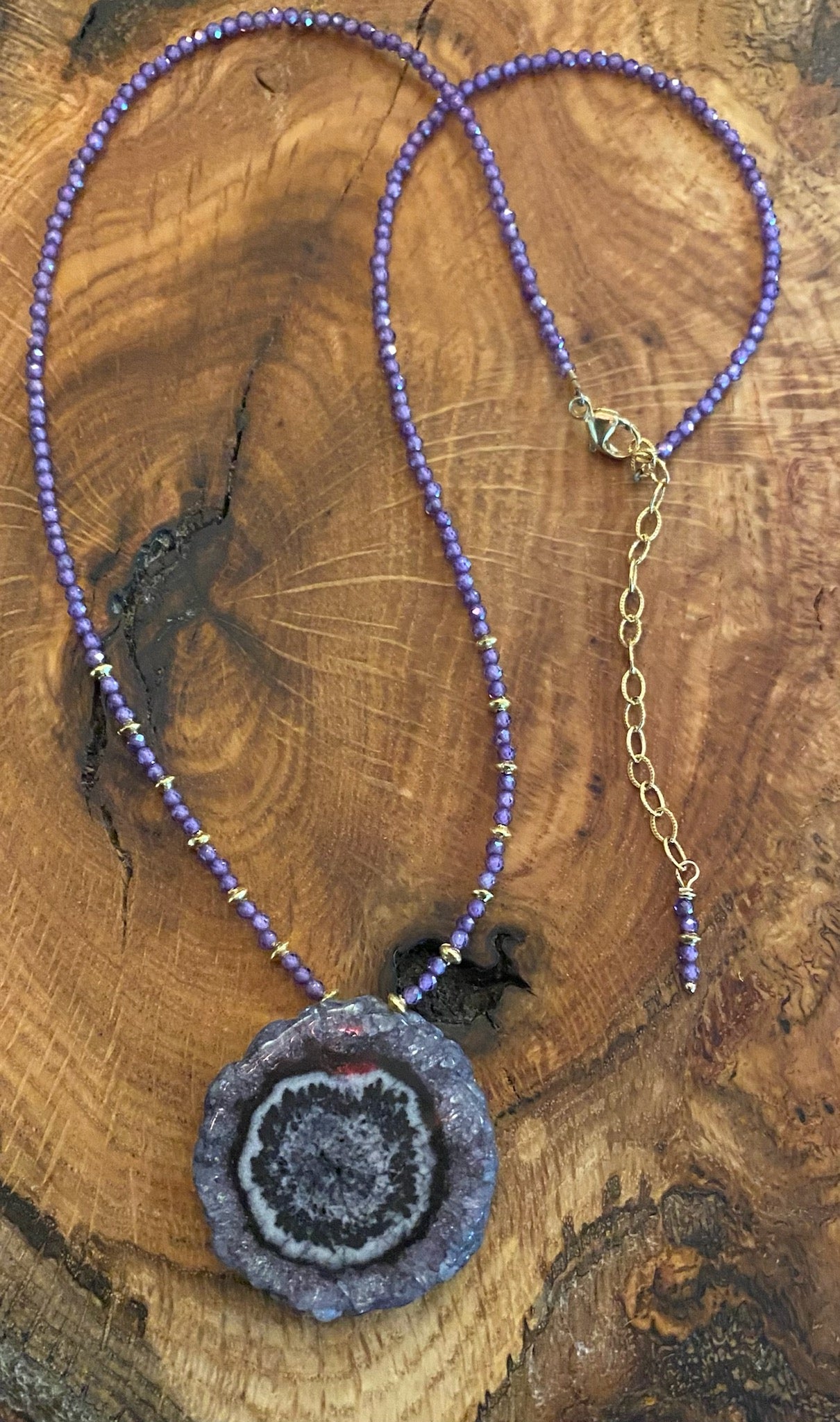 Purple Zicron Solar Quartz Necklace