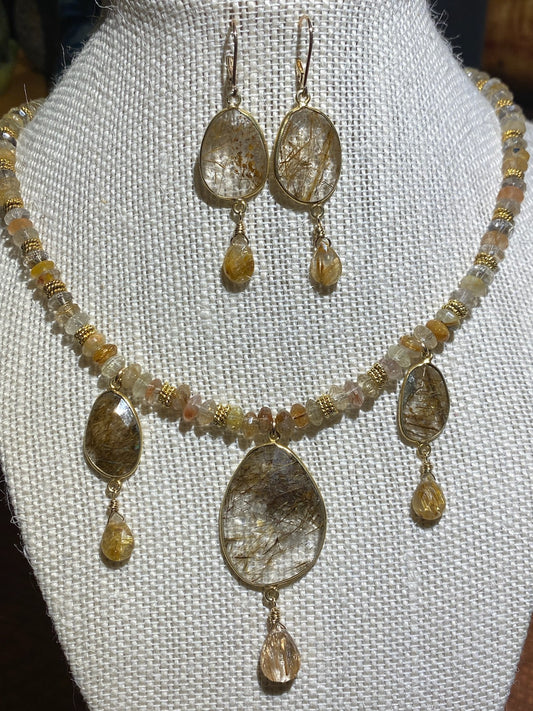 Druzy Quartz Rondelle Set - Necklace