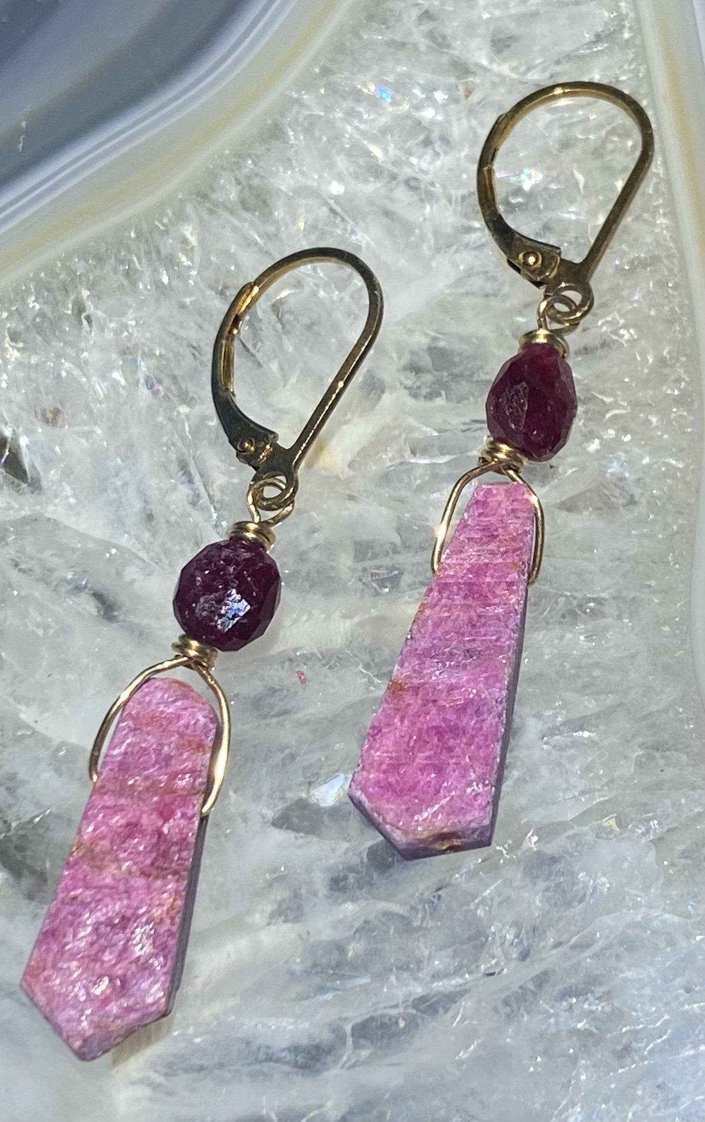 LIGHT PINK AND DARK PINK RUBY EARRINGS